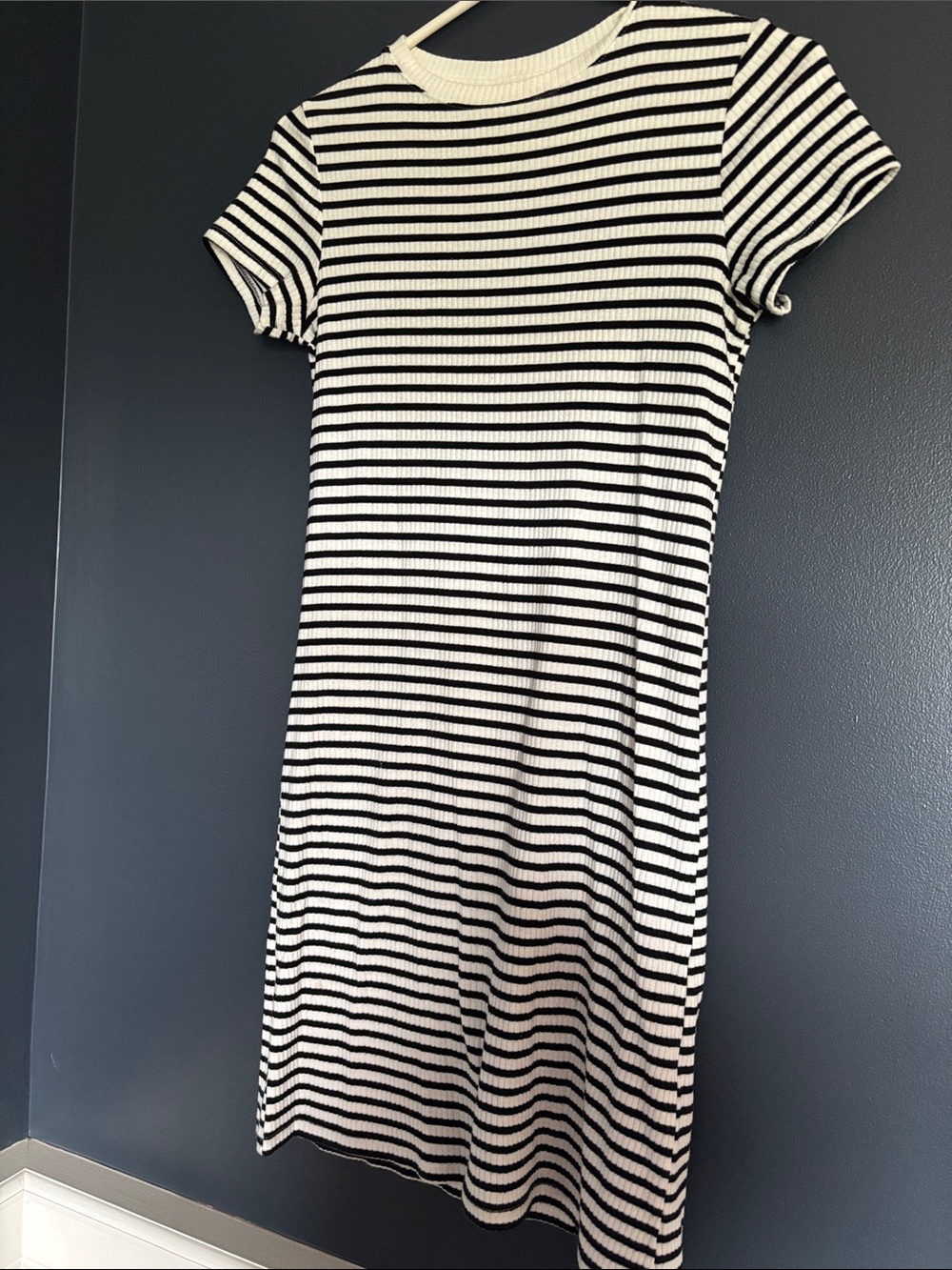 H&M Black & White Striped Ribbed Dress